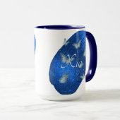 Royal Blue Butterflies Initialen Letter X Monogram Mok (Voorkant rechts)