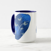Royal Blue Butterflies Initialen Letter X Monogram Mok (Voorkant links)