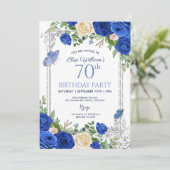 Royal Blue Butterfly Garden Party 80e verjaardag Kaart (Staand voorkant)