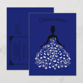 Royal Blue Butterfly Gown Quinceanera uitnodiging (Voorkant / Achterkant)