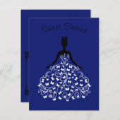 Royal Blue Butterfly Gown Sweet Sixteen Uitnodigin Uitnodiging Briefkaart (Voorkant / Achterkant)