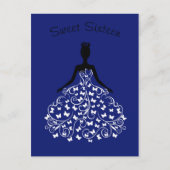 Royal Blue Butterfly Gown Sweet Sixteen Uitnodigin Uitnodiging Briefkaart (Voorkant)