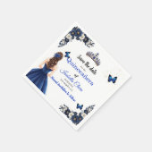 Royal Blue Butterfly Quinceañera Save the Date Servet (Hoek)