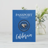Royal Blue California Passport Bewaar de datum Save The Date (Staand voorkant)