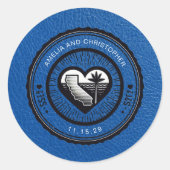 Royal Blue California Passport Ronde Sticker (Voorkant)
