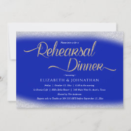 Royal Blue Calligraphy Minimal Rehearsal Dinner I Kaart