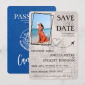 Royal Blue Cancun Passport Bewaar de datum Save The Date (Voorkant / Achterkant)