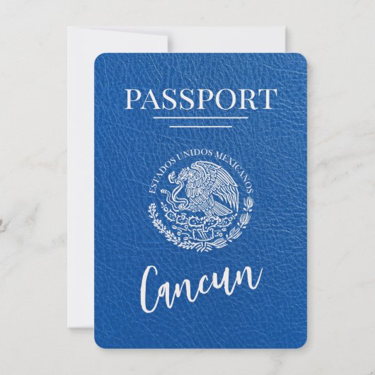 Royal Blue Cancun Passport Bewaar de datum Save The Date (Achterkant)