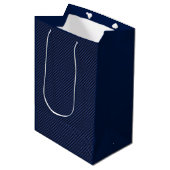 Royal Blue Carbon Style Weave Print Medium Cadeauzakje (Voorkant Gekanteld)