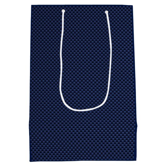 Royal Blue Carbon Style Weave Print Medium Cadeauzakje (Achterkant)
