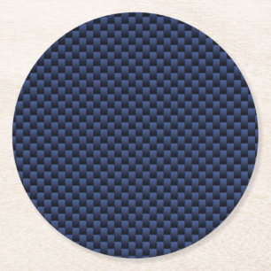 Royal Blue Carbon Style Weave Print Ronde Kartonnen Onderzetter