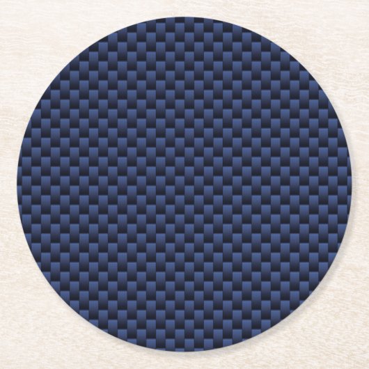 Royal Blue Carbon Style Weave Print Ronde Kartonnen Onderzetter (Voorkant)
