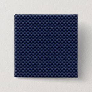 Royal Blue Carbon Style Weave Print Vierkante Button 5,1 Cm