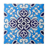 Royal Blue Ceramic Classic Geometric Mosaic Tegeltje (Voorkant)