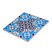 Royal Blue Ceramic Classic Geometric Mosaic Tegeltje (Zijkant)