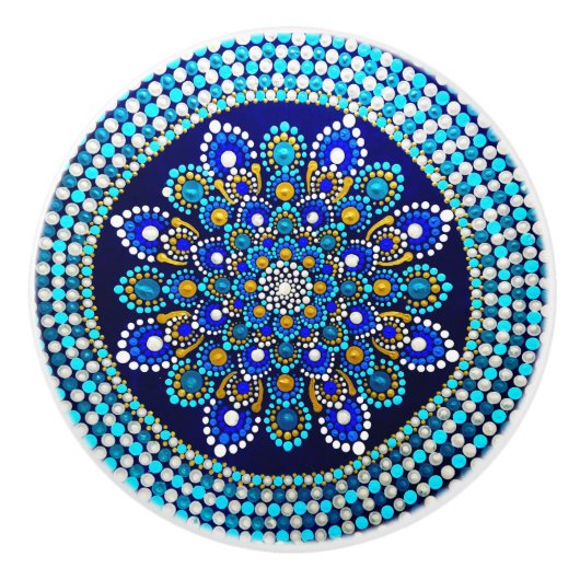 Royal Blue Ceramic Knob Keramische Knop (Voorkant)