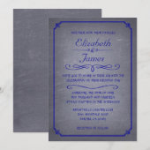 Royal Blue Chalkboard Wedding Invitations Kaart (Voorkant / Achterkant)