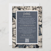 Royal Blue & Champagne Bloom Wedding Details Kaart (Voorkant)