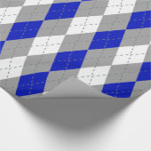 Royal Blue Charcoal Dk Grey Wht XL Argyle Cadeaupapier (Hoek)