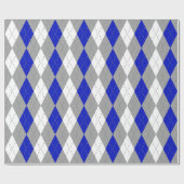 Royal Blue Charcoal Dk Grey Wht XL Argyle Cadeaupapier (Vlak)