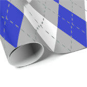 Royal Blue Charcoal Dk Grey Wht XL Argyle Cadeaupapier (Rol Hoek)