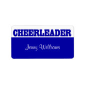 Royal Blue Cheerleader Naam Stickers (Voorkant)