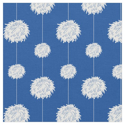 Royal Blue Cheerleader Pom Pom Pattern Stof (Close Up)