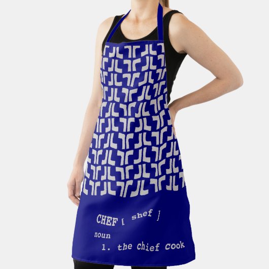 royal blue CHEF Mud Cloth Tribal Africa Pattern Schort (Insitu)