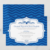 Royal Blue Chevron Wedding Invitations Kaart (Voorkant / Achterkant)