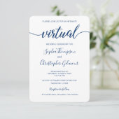 Royal Blue Chic Custom VIRTUAL Wedding Kaart (Staand voorkant)