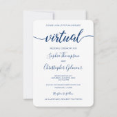 Royal Blue Chic Custom VIRTUAL Wedding Kaart (Voorkant)