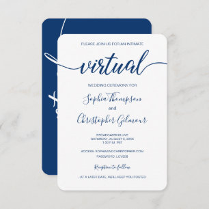 Royal Blue Chic Custom VIRTUAL Wedding Kaart