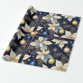 Royal Blue Christmas Wrapping Paper met tekst Cadeaupapier (Uitgerold)