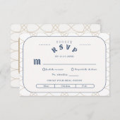 Royal Blue Classic Retro RSVP Enclosure Card Informatiekaartje (Voorkant / Achterkant)