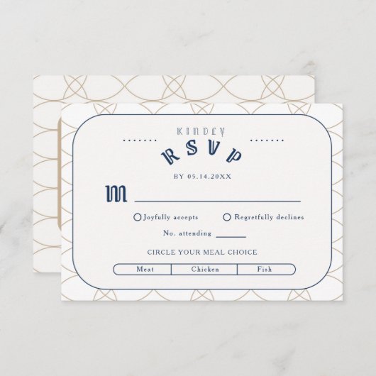 Royal Blue Classic Retro RSVP Enclosure Card Informatiekaartje (Voorkant / Achterkant)