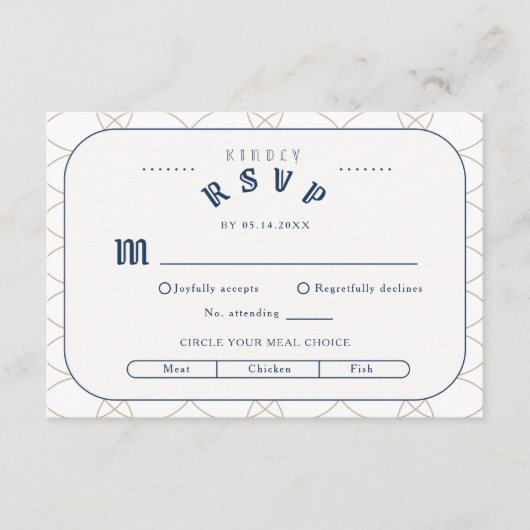 Royal Blue Classic Retro RSVP Enclosure Card Informatiekaartje (Voorkant)