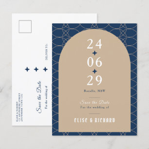 Royal Blue Classic Retro Save the Date Invitation Briefkaart