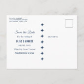 Royal Blue Classic Retro Save the Date Invitation Briefkaart (Achterkant)