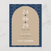 Royal Blue Classic Retro Save the Date Invitation Briefkaart (Voorkant)