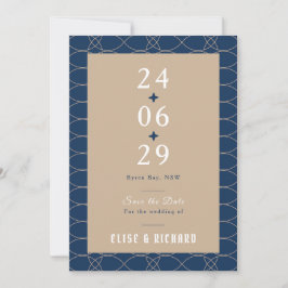 Royal Blue Classic Retro Save the Date Invitation Kaart