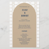 Royal Blue Classic Retro Wedding Ceremony Programm (Voorkant)