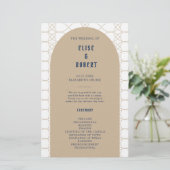 Royal Blue Classic Retro Wedding Ceremony Programm (Staand voorkant)