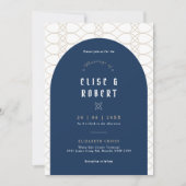 Royal Blue Classic Retro Wedding Uitnodiging (Voorkant)