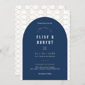 Royal Blue Classic Retro Wedding Uitnodiging (Voorkant / Achterkant)