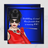 Royal Blue Classy Diva Verjaardagsfeest Kaart (Voorkant / Achterkant)