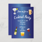 Royal Blue Cocktail Party Kaart (Voorkant / Achterkant)