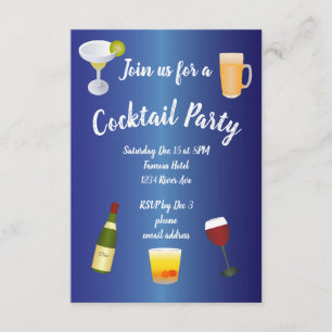 Royal Blue Cocktail Party Kaart