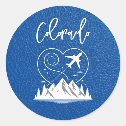 Royal Blue Colorado Passport Ronde Sticker (Voorkant)