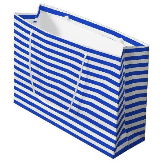 Royal Blue Combinatie Stripes Large Cadeautasje (Voorkant Gekanteld)
