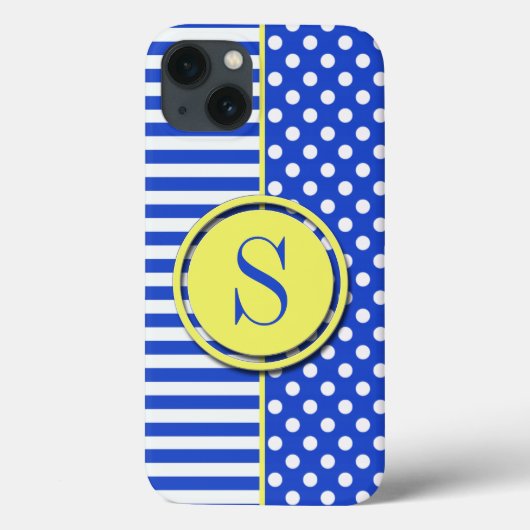 Royal Blue Combination Polka Dots and Stripes Case-Mate iPhone Case (Achterkant)